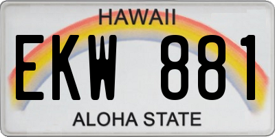HI license plate EKW881