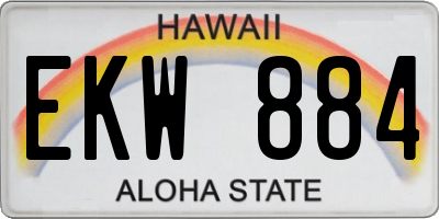 HI license plate EKW884