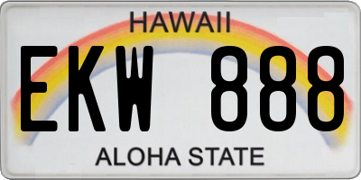 HI license plate EKW888