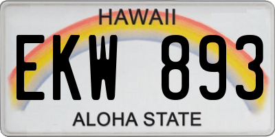 HI license plate EKW893