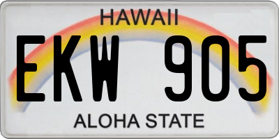 HI license plate EKW905