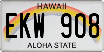 HI license plate EKW908