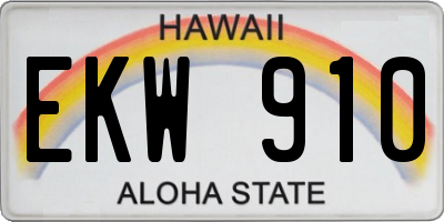 HI license plate EKW910