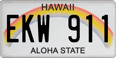 HI license plate EKW911
