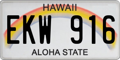 HI license plate EKW916