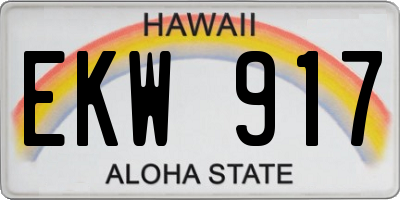 HI license plate EKW917
