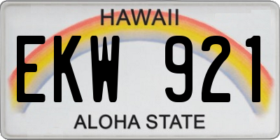 HI license plate EKW921