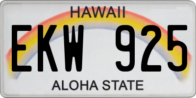 HI license plate EKW925