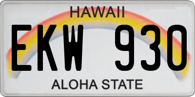 HI license plate EKW930
