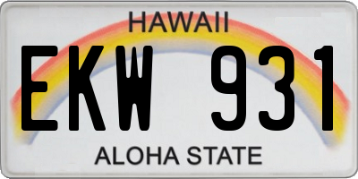 HI license plate EKW931