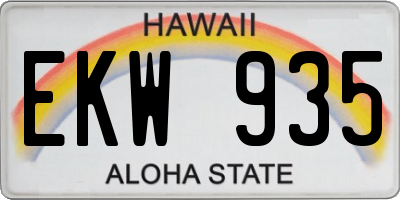 HI license plate EKW935