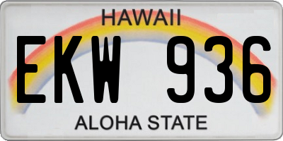 HI license plate EKW936