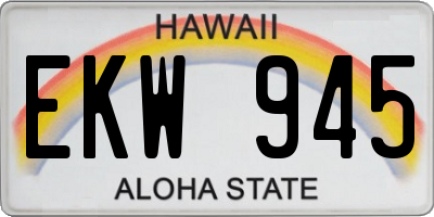HI license plate EKW945