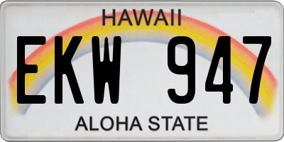 HI license plate EKW947