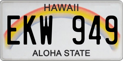 HI license plate EKW949