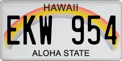 HI license plate EKW954