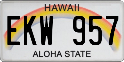 HI license plate EKW957