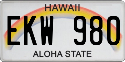 HI license plate EKW980