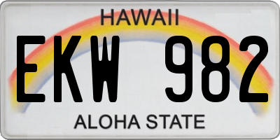 HI license plate EKW982