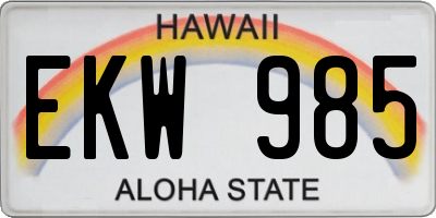 HI license plate EKW985