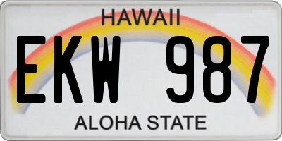 HI license plate EKW987