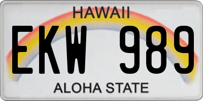 HI license plate EKW989