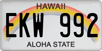 HI license plate EKW992