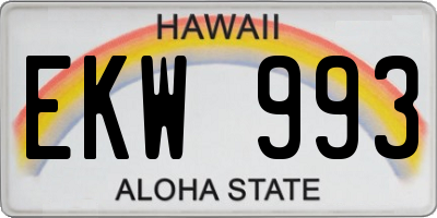 HI license plate EKW993
