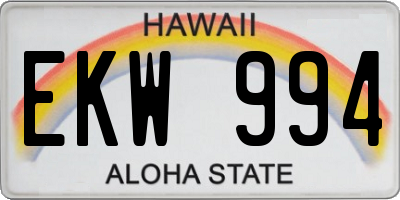 HI license plate EKW994