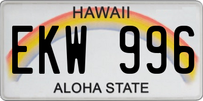 HI license plate EKW996
