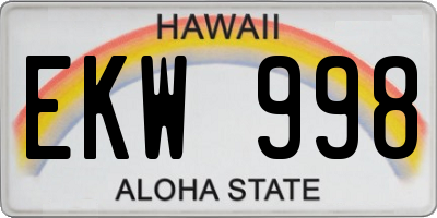 HI license plate EKW998