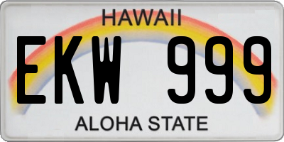HI license plate EKW999