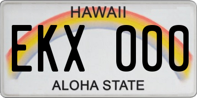 HI license plate EKX000