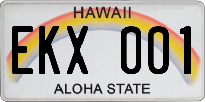 HI license plate EKX001