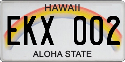 HI license plate EKX002