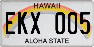 HI license plate EKX005
