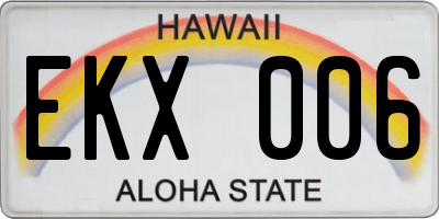 HI license plate EKX006