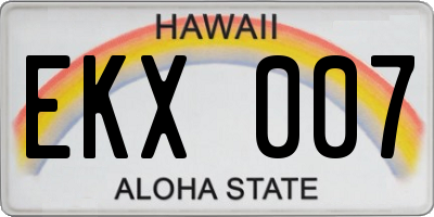 HI license plate EKX007
