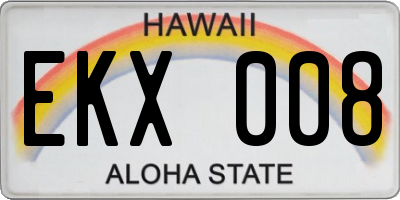 HI license plate EKX008