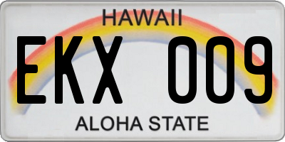 HI license plate EKX009