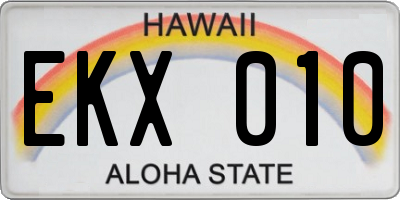 HI license plate EKX010