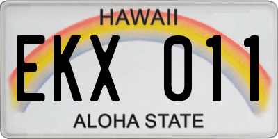 HI license plate EKX011