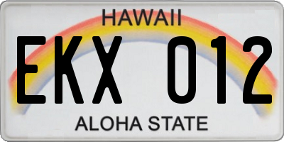 HI license plate EKX012
