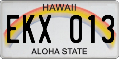 HI license plate EKX013