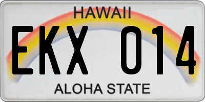 HI license plate EKX014