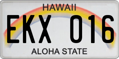 HI license plate EKX016