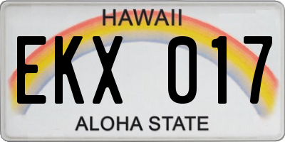 HI license plate EKX017