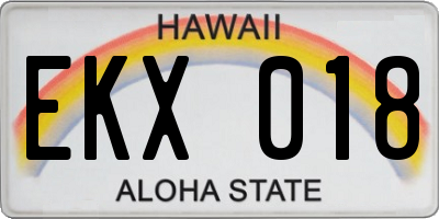 HI license plate EKX018