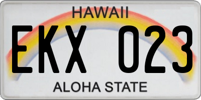 HI license plate EKX023