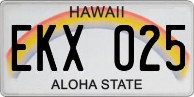 HI license plate EKX025